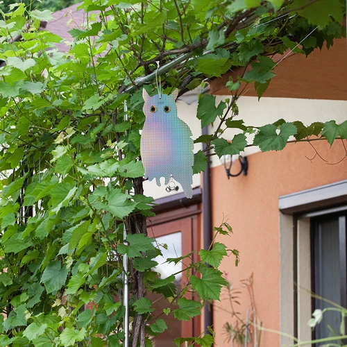 Pendente refletor para afugentar aves - coruja com sininhos - 10
