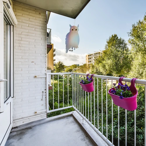 Pendente refletor para afugentar aves - coruja com sininhos - 11