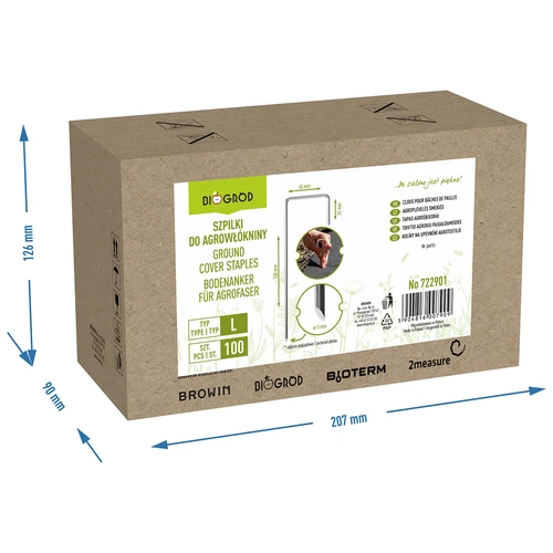 Pinos para agrotêxtil, de aço tipo L - 100 unid. - 8