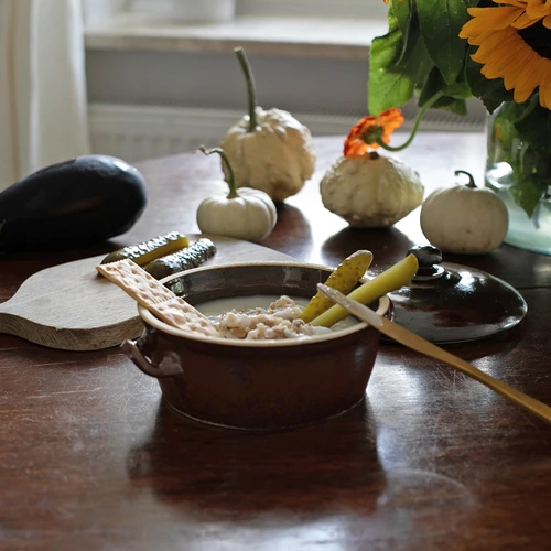 Pote de grés 800 ml para banha com tampa - 2