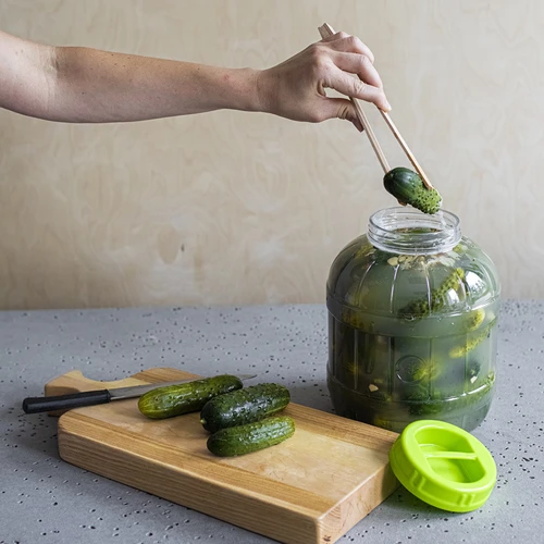 Pote inquebrável e multifuncional para fermentação + pinças, 5L - 4