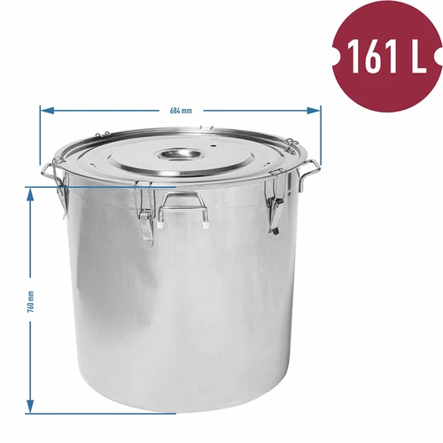 Recipiente de aço inoxidável 161 L com tampa - 6