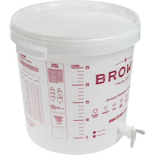 Recipiente de fermentação 30L, em cor branca com impressão, torneira e 2 tubos - j.EN - 3