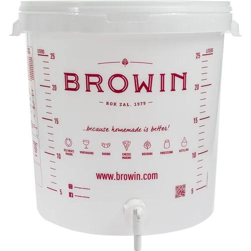 Recipiente de fermentação 30L, em cor branca com impressão, torneira e 2 tubos - j.EN - 7