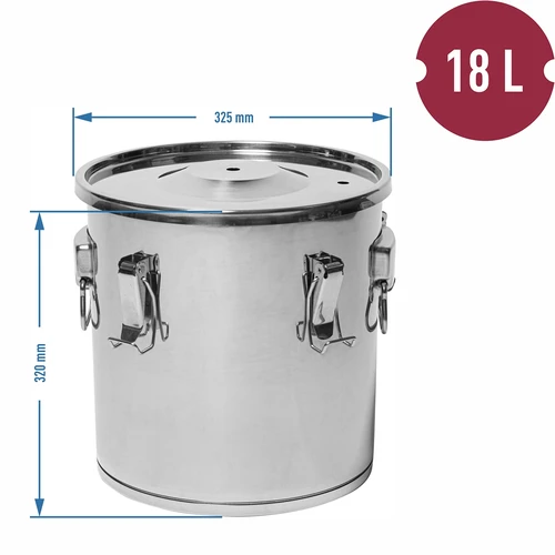 Recipiente para fermentação e destilação - aço inoxidável 18 L, 5 fechos de pressão - 13