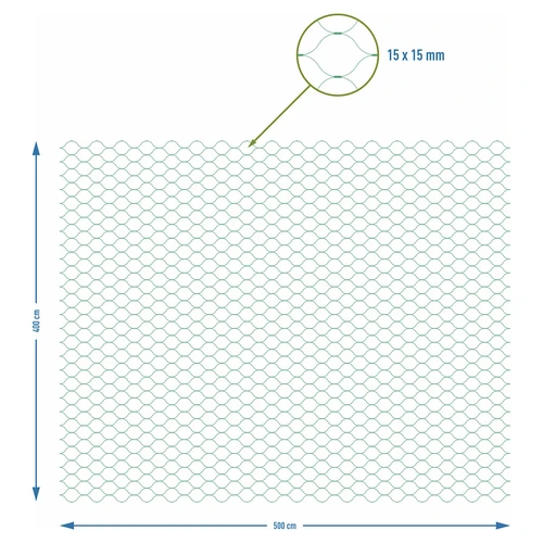 Rede de proteção contra pássaros, verde, 4 m x 5 m - 7