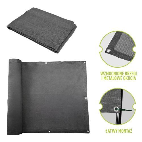 Rede de sombreamento (80%, 140 g/m2) 0,9x5 m, grafite - 6
