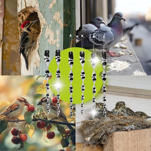 Repelente de aves – espirais refletoras prateadas, 6 unidades - 6