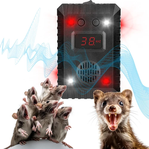 Repelente de fuinhas e roedores para automóveis e interiores (ultrassons + LED) - 16