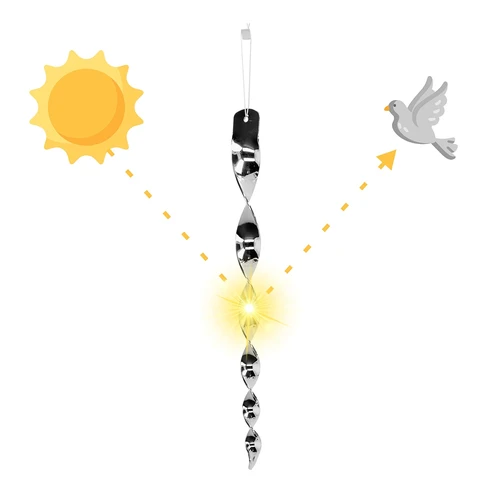 Repelente de pássaros – espirais refletoras em prata, 6 peças - 3