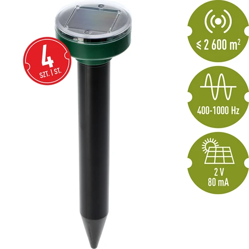 Repelente solar de toupeiras – proteção eficaz, segura e humanitária para o jardim, conjunto de 4 peças. - 8