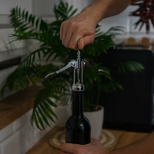 Saca-rolhas metálico - tradicional - prateado - 4