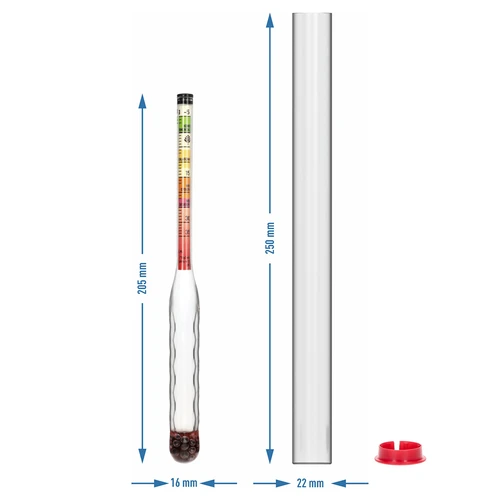 Sacarímetro inquebrável com tubo de ensaio, intervalo de medição: -5-35°Blg - 5
