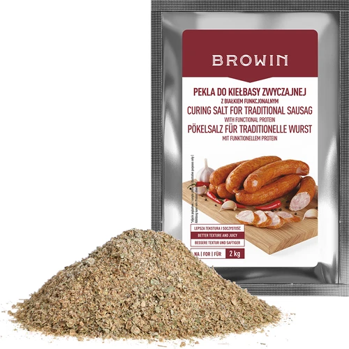 Sal de cura – mistura de cura para linguiça comum, com proteína funcional, 64 g - 5