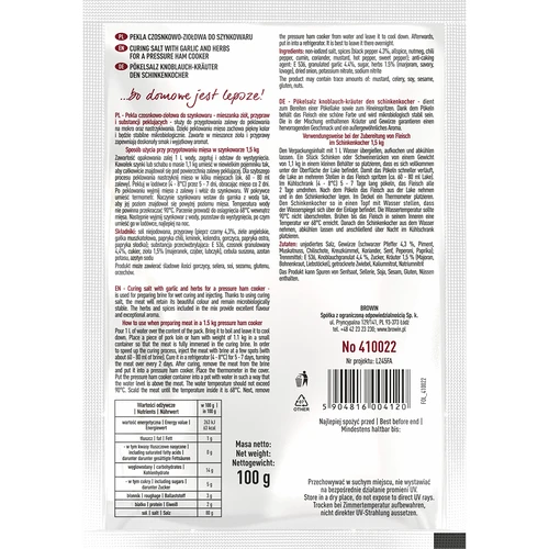 Sal de cura Pekla com alho e ervas para prensa de fiambre, 100 g - 2