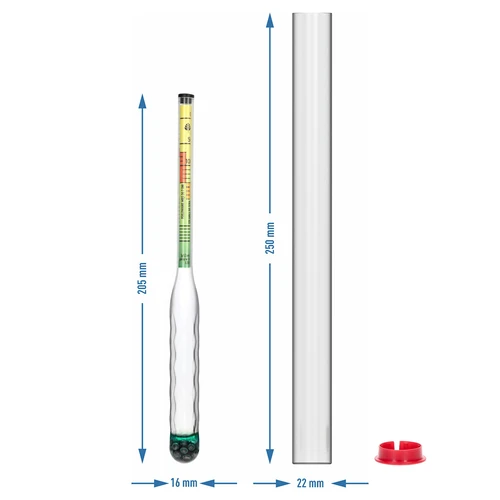 Salinómetro inquebrável com proveta, intervalo de medição: 0-300 g de sal/L - 5