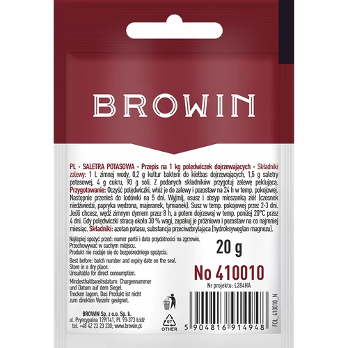 Salitre de potássio para cura de carne, 20 g - 2