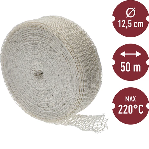 Siatka wędliniarska biała o wymiarach 12,5 cm x 50 m, z wytrzymałością termiczną do 220°C - 3
