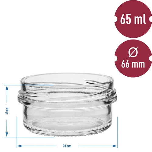 Słoik TO 65 ml z kolorową zakrętką fi66 - 6 szt. - 6
