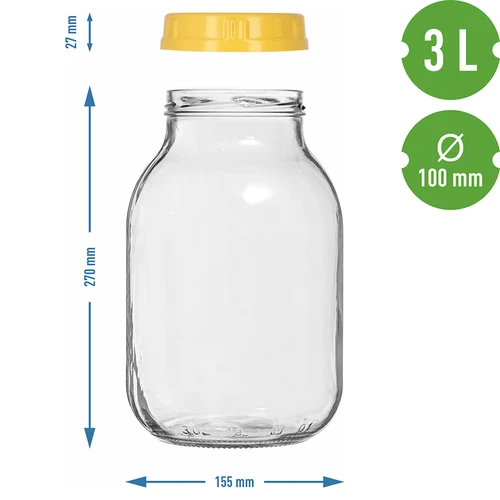 Słoik twist-off 3 L i zakrętka z tworzywa  fi 100, z uchwytem - 7