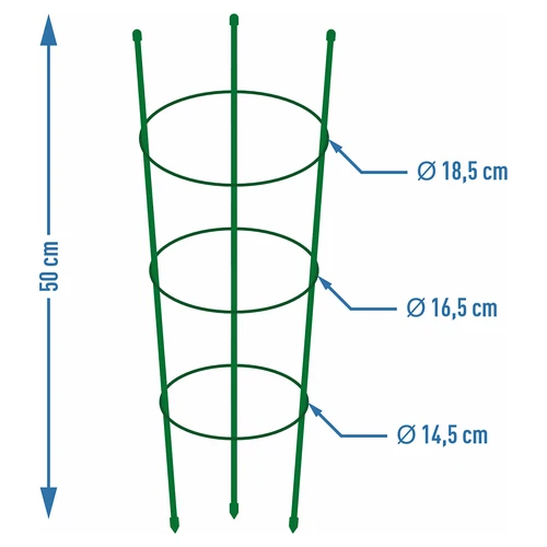 Suporte anelar para plantas, 3 anéis, 0,5 m - 2