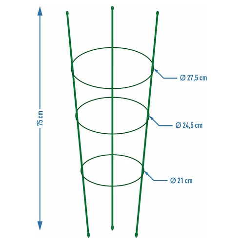 Suporte anelar para plantas, 3 anéis, 0,7 m - 2