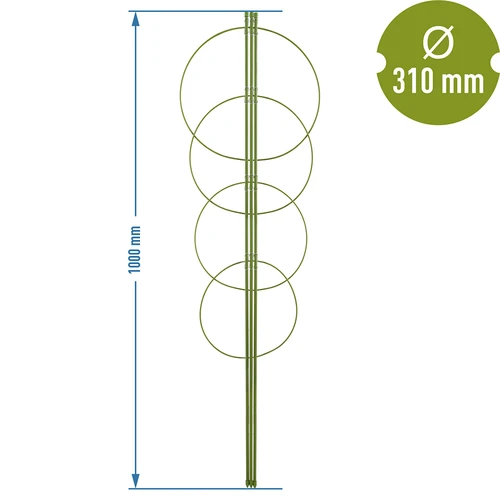 Suporte anelar para plantas, 4 anéis, 1 m - 2