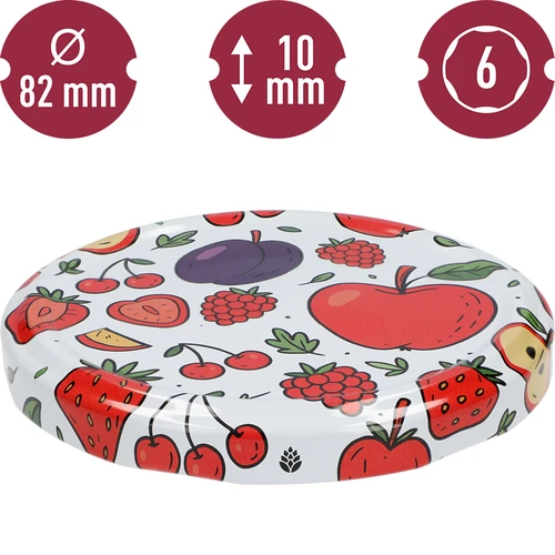 Tampa com estampado - padrão Frutas, Ø 82/6, 10 un. - 3
