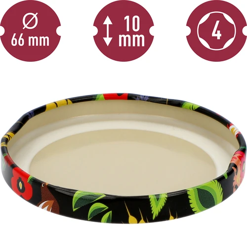 Tampa Ø 66/4 preta Folk - 10 unid. - 4