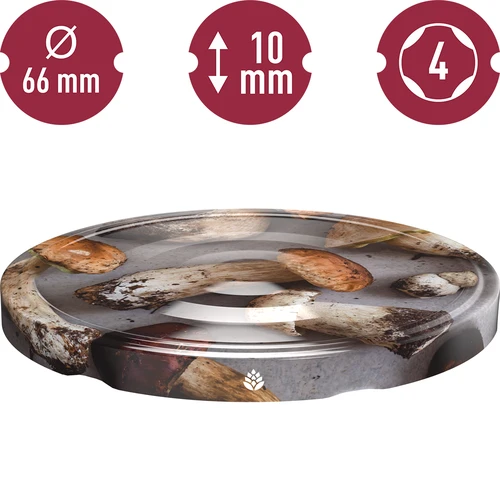 Tampa twist-off fi 66 Cogumelos 2 — 10 unid. - 3