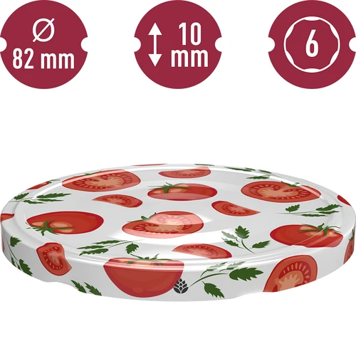 Tampas de rosca fi 82/6 com tomates - 10 unid. - 3