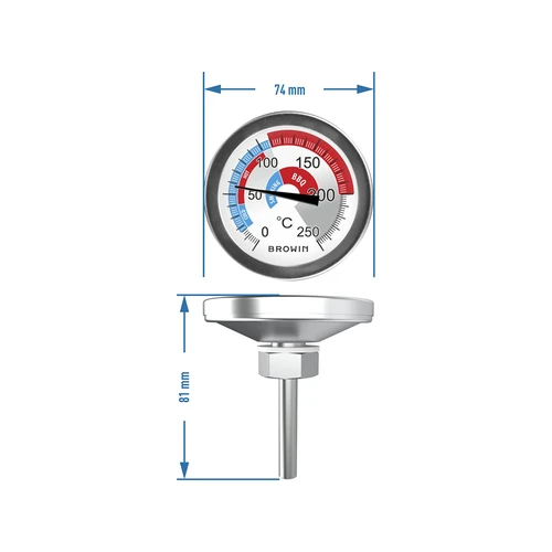Termometr do wędzarni i BBQ (0°C do +250°C) 5,7cm - 6