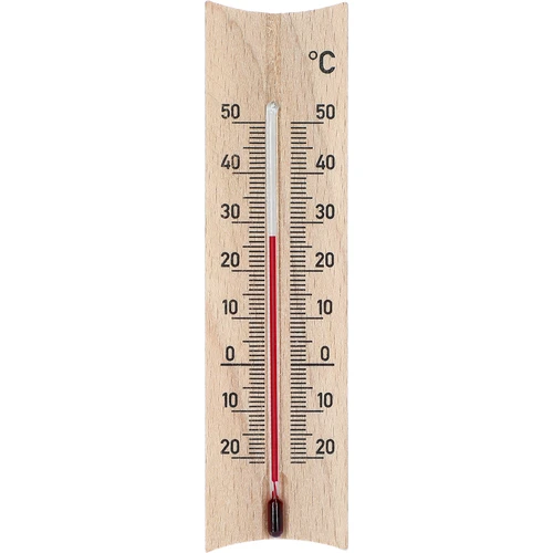 Termometr pokojowy drewniany (-20 do +50°C), jasny brąz, 15 cm