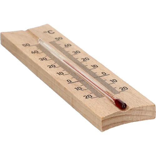 Termometr pokojowy drewniany (-20 do +50°C), jasny brąz, 15 cm - 4
