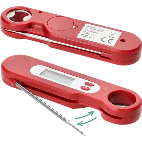 Termómetro culinário eletrónico com sonda dobrável (-50/+300℃), vermelho - 4