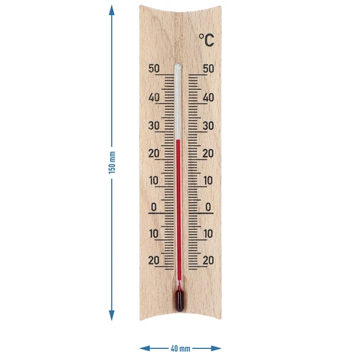 Termômetro de ambiente de madeira (-20 a +50°C), marrom claro, 15 cm - 5