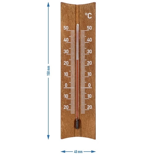Termômetro de ambiente de madeira (-20 a +50°C), marrom escuro, 15cm - 5