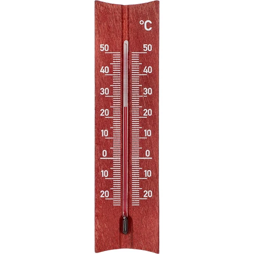Termómetro de ambiente em madeira (-20 a +50°C), cor de mogno, 15 cm