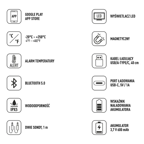 Termômetro de cozinha com Bluetooth, 2 sondas - 8