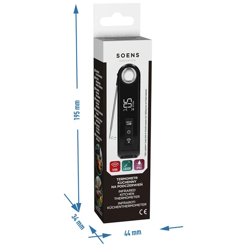Termómetro de cozinha de infravermelhos, compacto, com sonda dobrável - 12