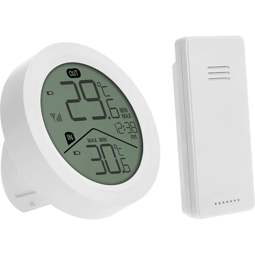 Termómetro eletrónico da marca Soens - com sensor externo, redondo, branco - 2