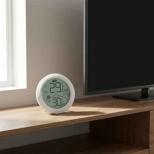 Termómetro eletrónico da Soens - com sensor externo, redondo branco - 7