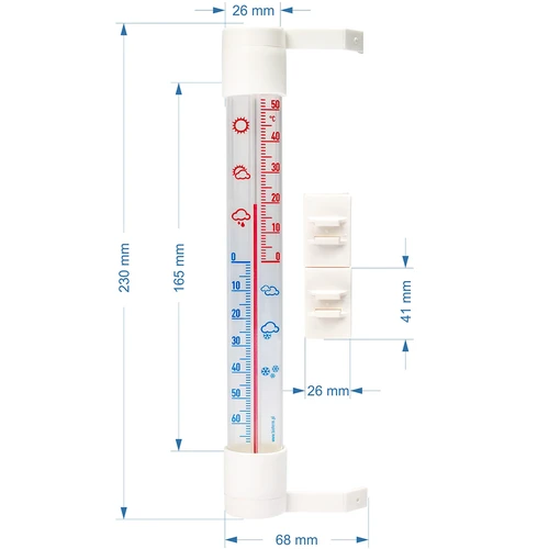 Termômetro externo com escala transparente (-70°C a +50°C) 23cm mix - 2
