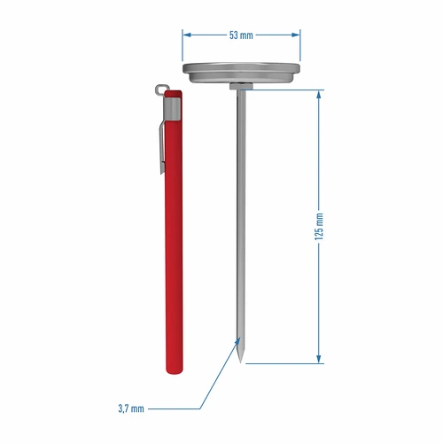 Termômetro para prensa de presunto 1,5kg e 3kg (0°C a +120°C) 12,5cm - 4