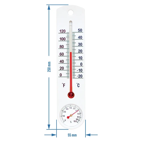 Termômetro universal branco com higrômetro (-20°C a +50°C) 25cm - 2