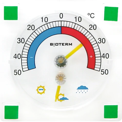 Termômetro universal com higrômetro transparente, autoadesivo (-50°C a +50°C)  - 1 