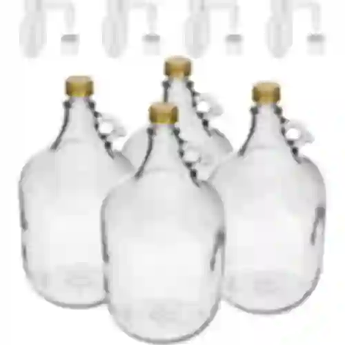 4 x Dama 5L com rolha e tubo de fermentação e tampa