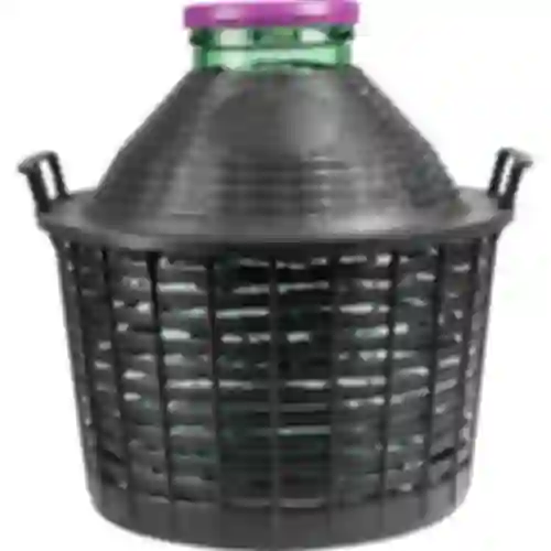Balão para vinho 20 L com gargalo largo em cesto de plástico