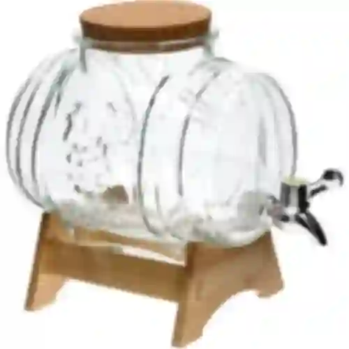 Barril de vidro 3 L, com boca larga, rolha, suporte e torneira