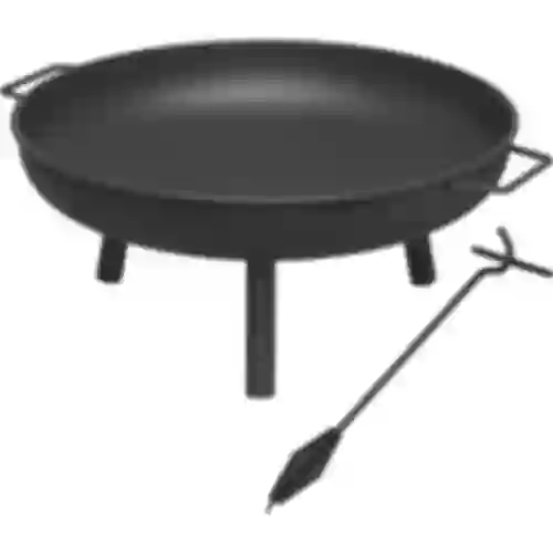 Conjunto fogueira diâmetro 58 cm e atiçador-suporte para caldeirão ou tampa de panela de ferro fundido